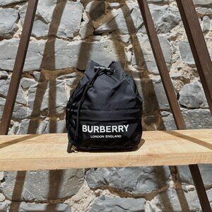 Burberry Black Nylon Phoebe Drawstring Mini Bucket Pouch